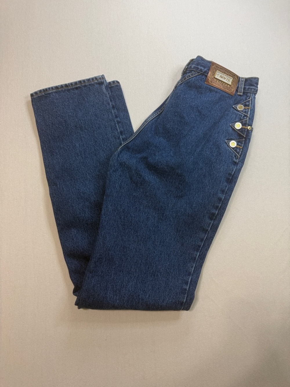 Lawman Western Classic Dark Blue Straight Leg Jeans with Side Button Detail